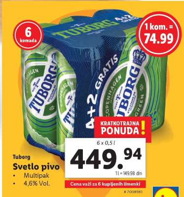 Tuborg Svetlo pivo