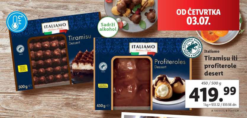 Italiamo Tiramisu ili profiterole desert
