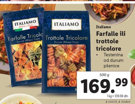 Italiamo Farfalle ili Trottole tricolore
