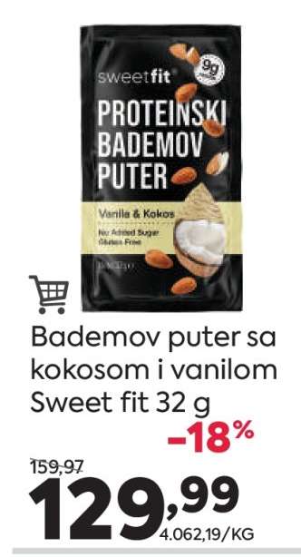 Bademov puter sa kokosom i vanilom Sweet fit 32 g