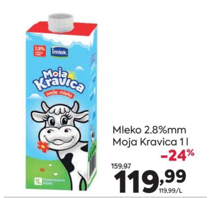 Mleko 2.8%mm Moja Kravica 1 l