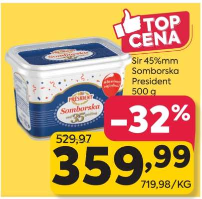Sir 45%mm Somborska President 500 g