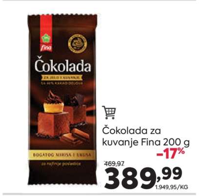 Čokolada za kuvanje Fina 200 g