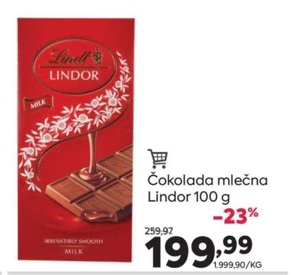 Čokolada mlečna Lindor 100 g