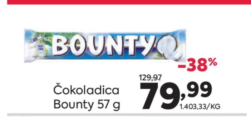 Čokoladica Bounty 57 g