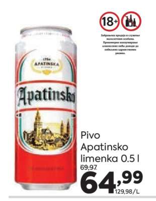 Pivo Apatinsko limenka 0.5 l