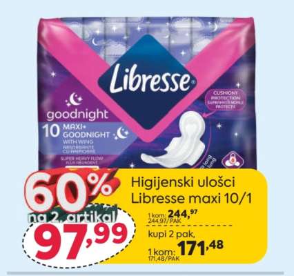 Higijenski ulošci Libresse maxi 10/1