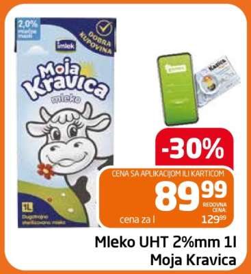 Mleko UHT 2%mm 1l Moja Kravica