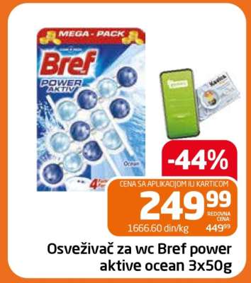 Osveživač za wc Bref power aktive ocean 3x50g