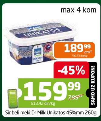 Sir beli meki Dr Milk Unikatos 45%mm 260g