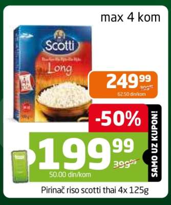 Pirinač riso scotti thai 4x125g