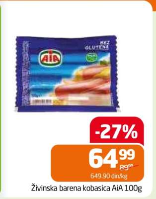 Živinska barena kobasica AIA,100g