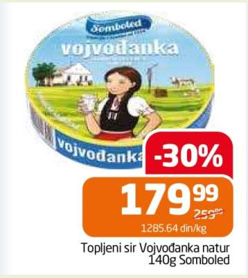 Topljeni sir Vojvodanka natur 140g Somboled