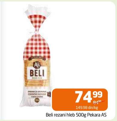Beli rezani hleb 500g Pekara AS