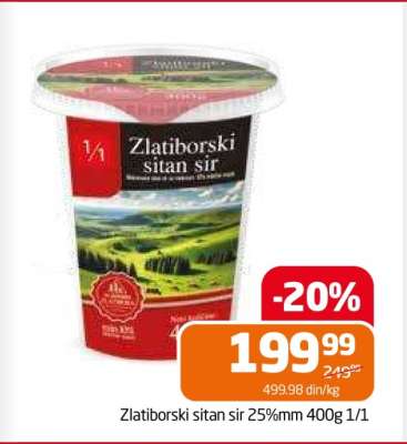 Zlatiborski sitan sir 25%mm 400g 1/1