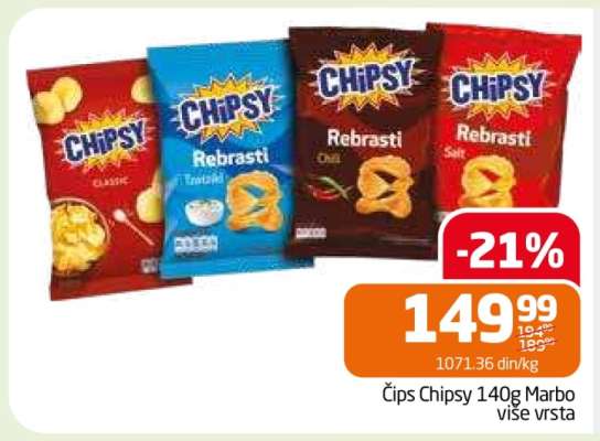Čips Chipsy 140g Marbo
