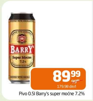Pivo 0.5l Barry’s super mocné 7.2%