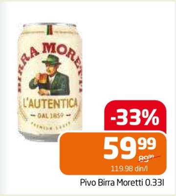 Pivo Birra Moretti 0.33l