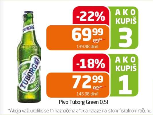 Pivo Tuborg Green 0,5l