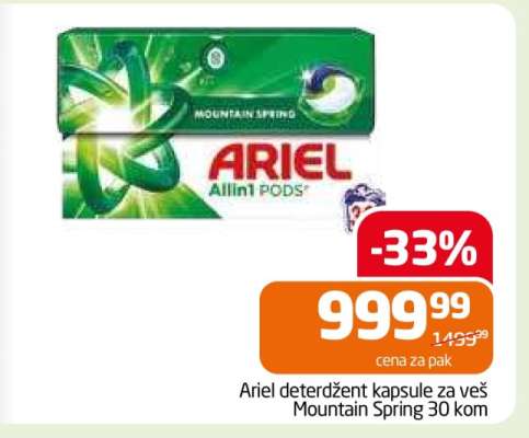 Ariel deterdžent kapsule za veš Mountain Spring 30 kom