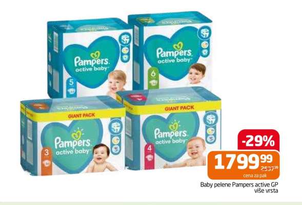 Baby pelene Pampers active GP više vrsta