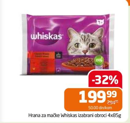 Hrana za mačke Whiskas izabrani obroci 4x85g
