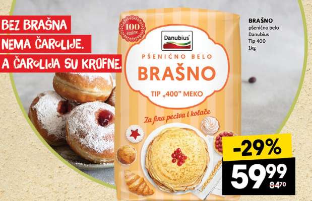 BRAŠNO pšenično belo Danubius Tip 400 1kg