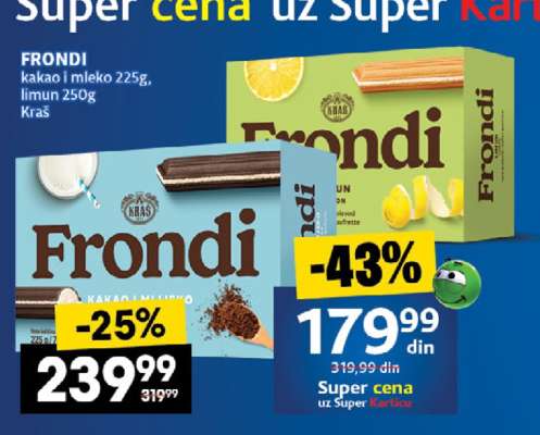FRONDI kakao i mleko 225g, limun 250g