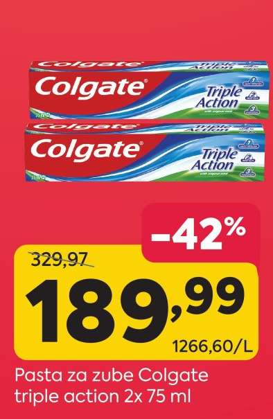 Pasta za zube Colgate triple action 2x 75 ml