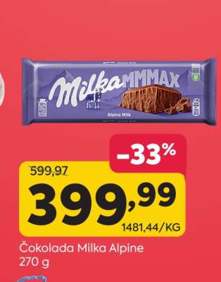 Čokolada Milka alpine