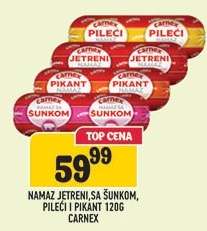 Namaz jetreni, sa šunkom, pileći i pikant 120g Carnex