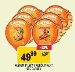 PAŠTETA PILEĆA I PILEĆA PIKANT 50G CARNEX