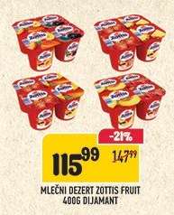 Mlečni dezert Zottis Fruit 400g Dijamant