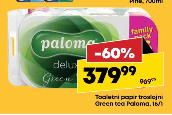 Toaletni papir troslojni Green tea Paloma, 16/1