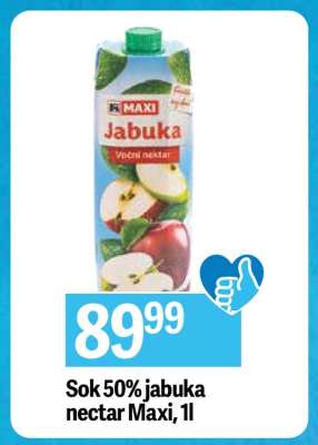 Sok 50% jabuka nectar Maxi, 1l