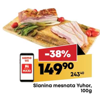 Slanina mesnata Yuhor, 100g