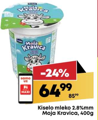 Kiselo mleko 2.8 % mm Moja kravica 400g