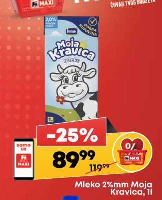 Mleko 2%mm Moja Kravica, 1l