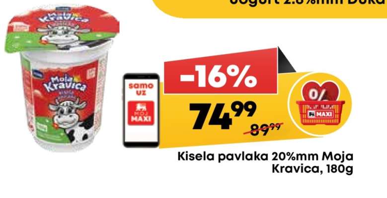 Kisela pavlaka 20%mm Moja Kravica, 180g