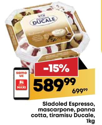 Sladoled espresso, mascarpone, panna cotta, tiramisu Ducale, 1kg