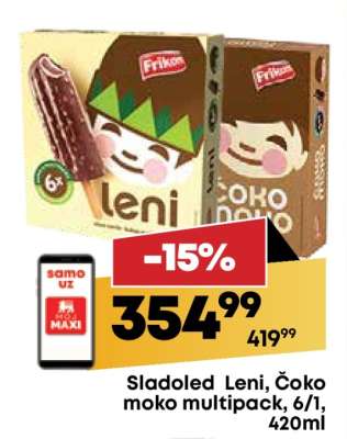 Sladoled Leni, Čoko moko multipack, 6/1, 420ml