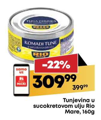 Tunjevina u suncokretovom ulju Rio Mare, 160g
