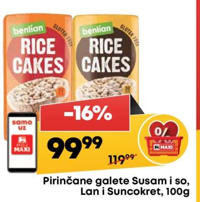 Pirinčane galete Susam i so, Lan i Suncokret, 100g