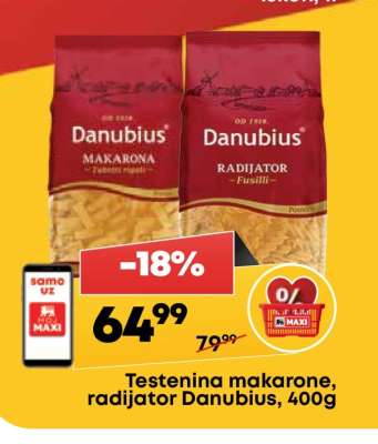 Testenina makarone, radijator Danubius, 400g
