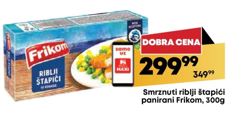 Smrznuti riblji štapici panirani Frikom , 300g