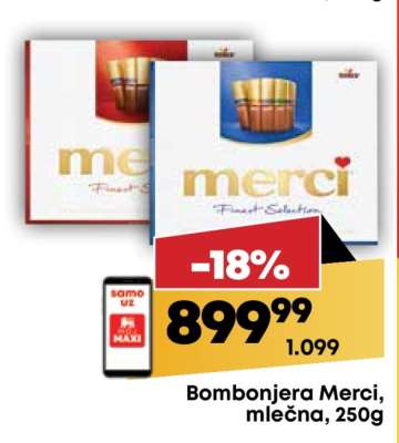 Bombonjera Merci mlečna 250g