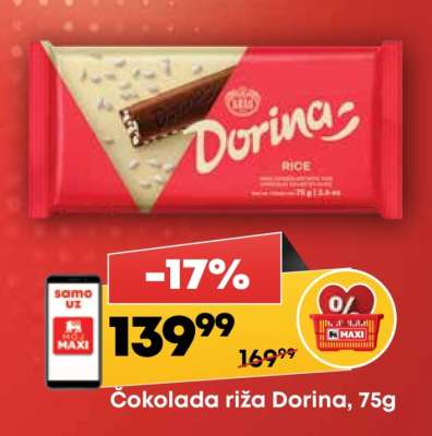 Čokolada riža Dorina 75g