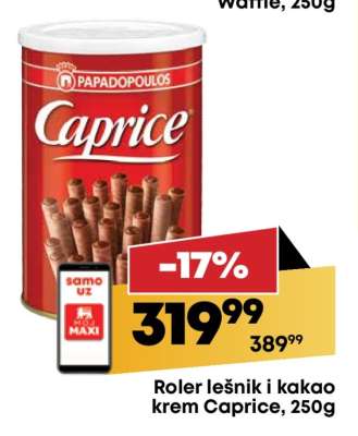 Roler lešnik i kakao krem Caprice, 250g