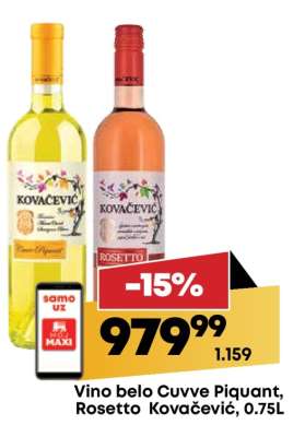 Vino belo Cuvve Piquant, Rosetto Kovačević, 0,75L