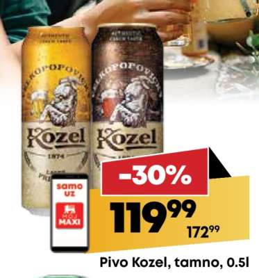 Pivo Kozel, tamno, 0.5l